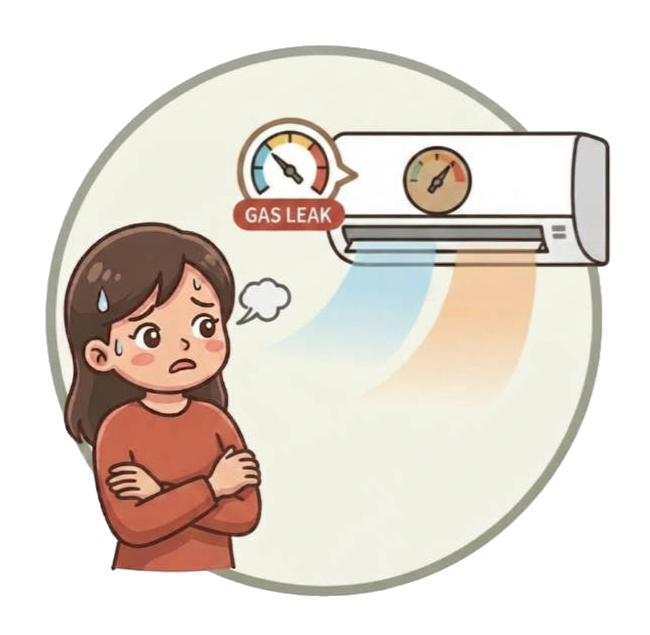 風は出ているのに冷たい風が出ない・暖房にしても温かい風が出なくて困っているイラスト